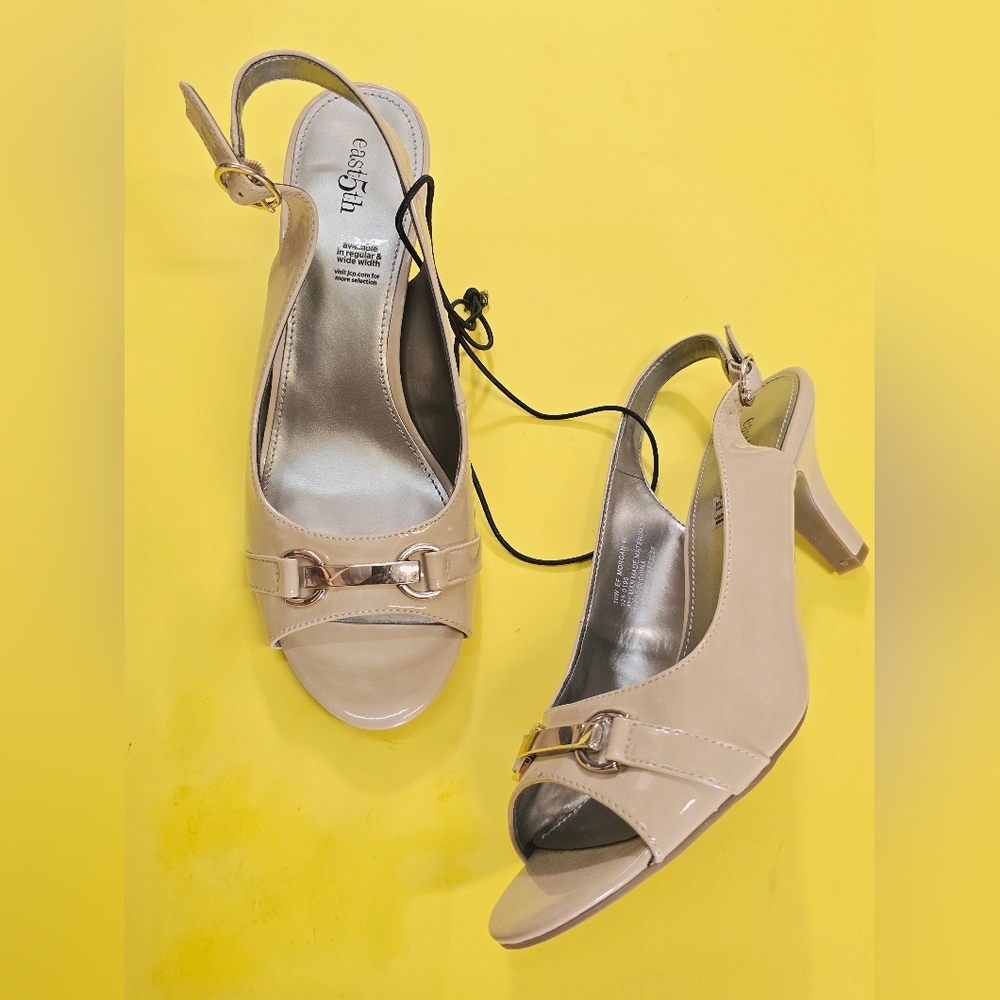 East 5th Nude Slingback Heels